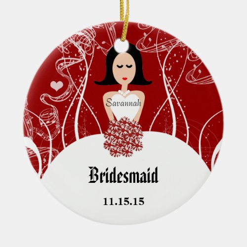 Wine Wedding Gown Bridesmaid Christmas Ornament