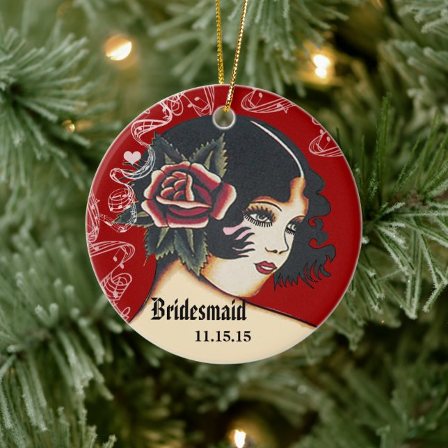 Wine Wedding Gown Bridesmaid Christmas Ornament (Tree)