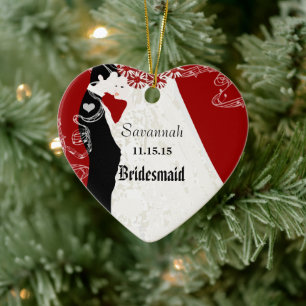 Wine Wedding Gown Bridesmaid Christmas Ornament