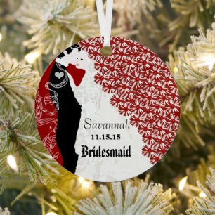 Wine Wedding Gown Bridesmaid Christmas Ornament