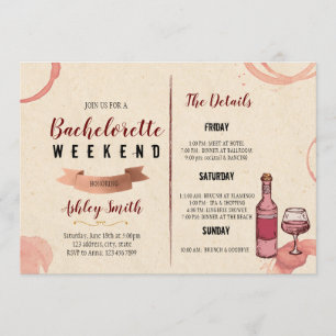 Wine weekend bachelorette invitation