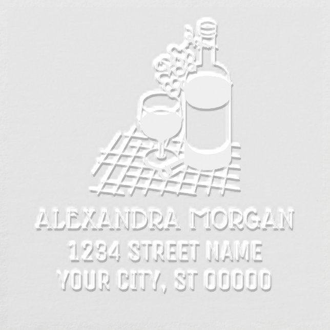 Wine, Wine Bottle, Bunch of Grapes Name Address Embosser (Design)