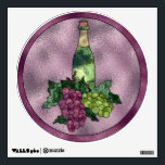 Wine Wine WIne Wall Sticker<br><div class="desc">Great wall decal for the home or business featuring a highly detailed graphic design that resembles stained glass with a pale purple background accented with a bottle of wine and 2 bunches of grapes. Plenty of space to personalize with the text of your choice. 12x12</div>