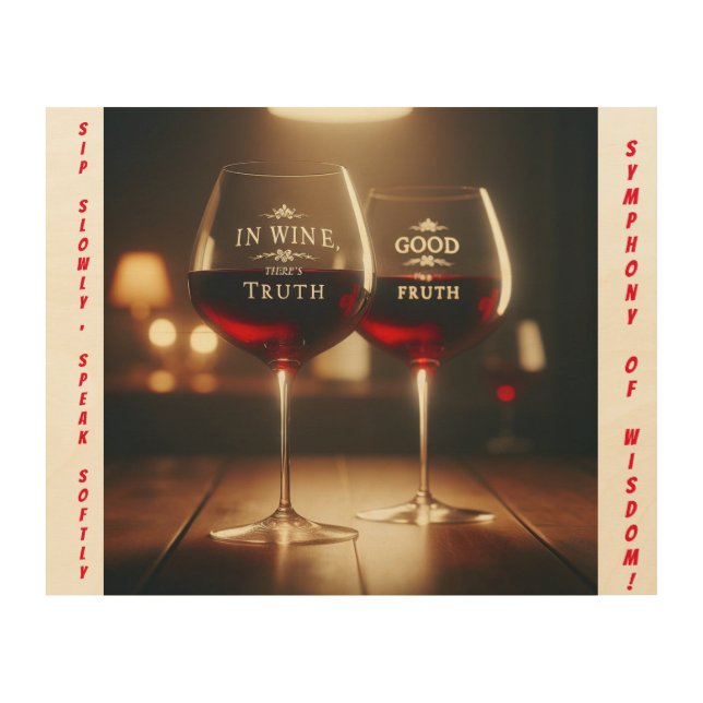 "Wine & Wisdom: Elegant Dining Room Wall Decor" Wood Wall Art (Front)