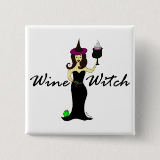 Wine Witch Square Button