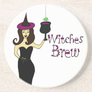 Wine Witch "Witches Brew" Halloween Wine Coaster