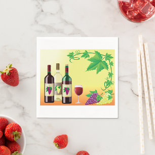 Wine With Grapes Paper Napkins