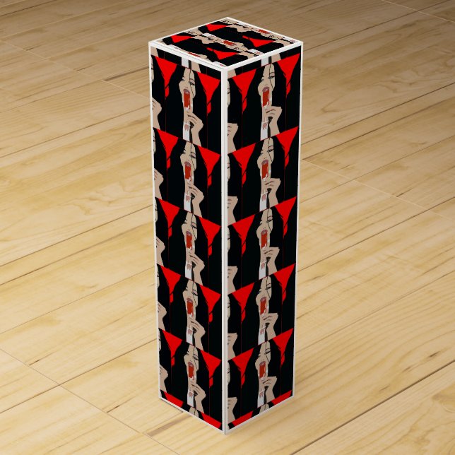 Wine Woman and Glass Wine Box (Back)