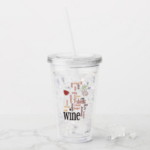 Wine Word Cloud Design Acrylic Tumblers