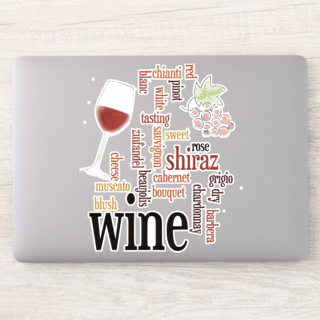 Wine Word Cloud Design Contour Sticker