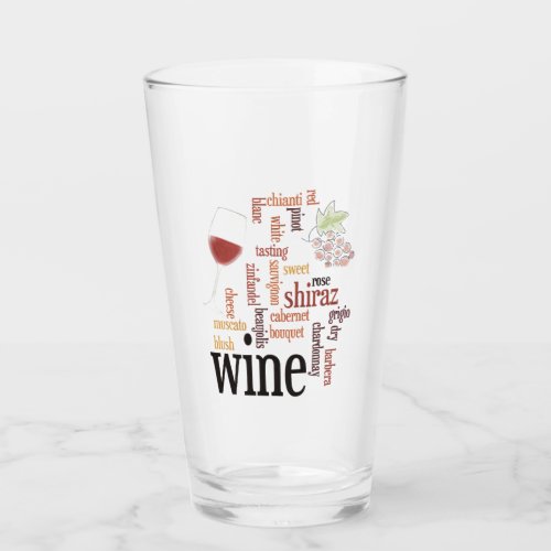 Wine Word Cloud Design Drinking Glass