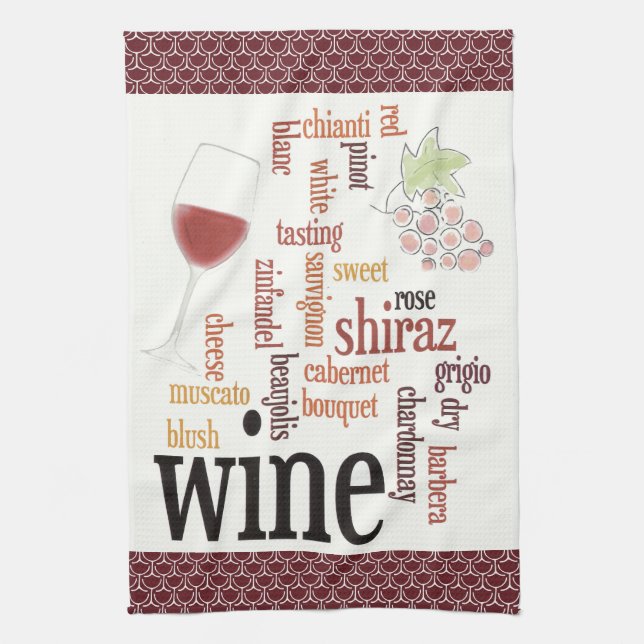 Wine Word Cloud Design Kitchen Towel (Vertical)