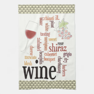 Wine Word Cloud Design Kitchen Towel