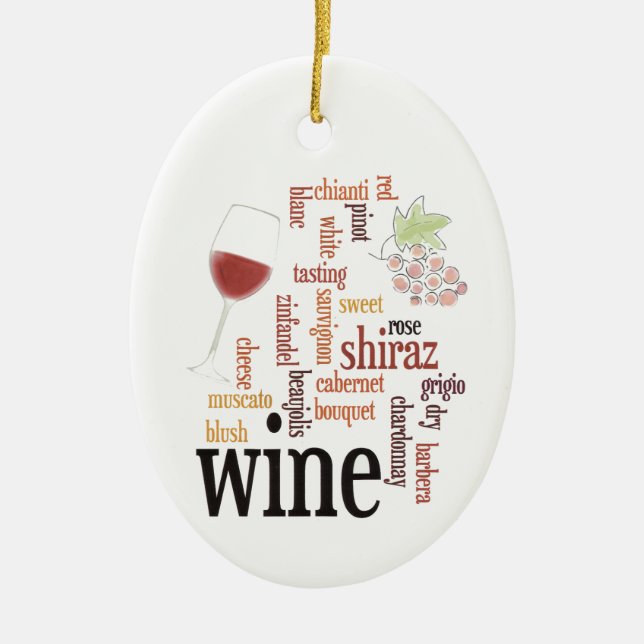 Wine Word Cloud Design Ornament (Front)
