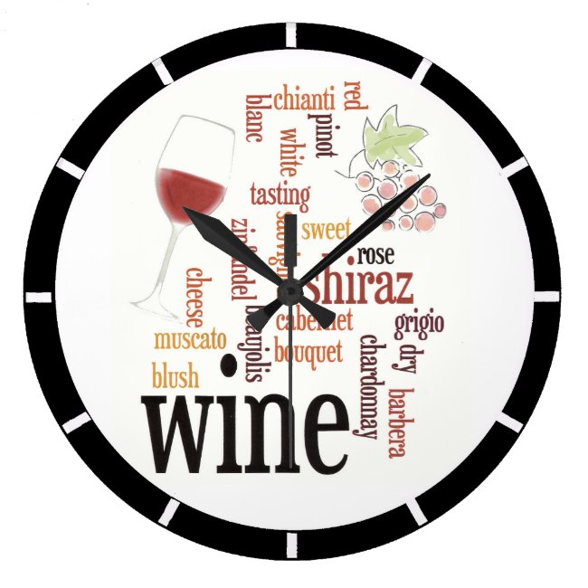 Wine Word Cloud Design Wall Clock