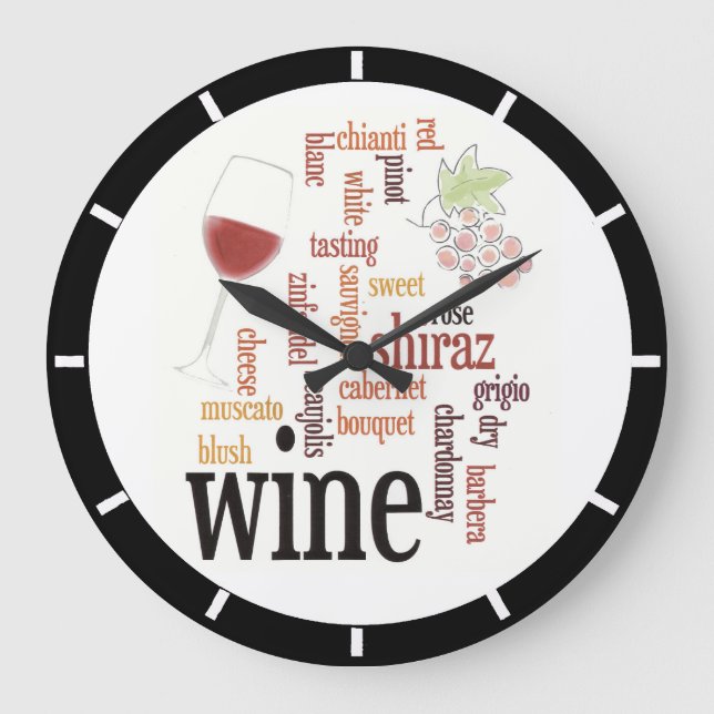 Wine Word Cloud Design Wall Clock (Front)