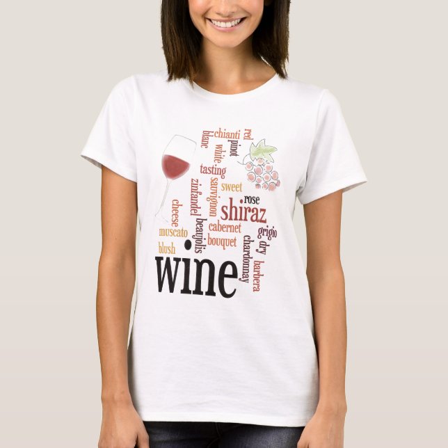 Wine Word Cloud T-Shirt (Front)