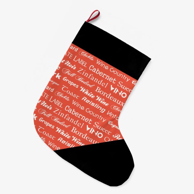 WINE WORDS LARGE CHRISTMAS STOCKING (Front (Hanging))