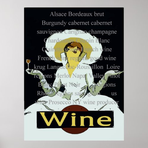 Wine Words Vintage Style Lady Sign