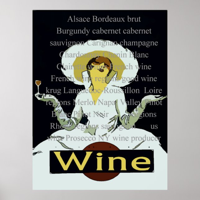 Wine Words, Vintage Style Lady, Sign (Front)