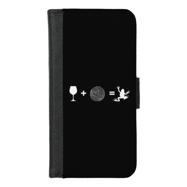 Wine + Yarn = Frog iPhone Wallet Case (Front)
