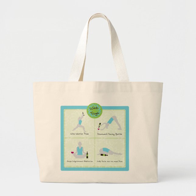 Wine Yoga Poses Large Tote Bag (Front)
