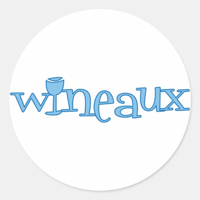 Wineaux (blue) classic round sticker (Front)