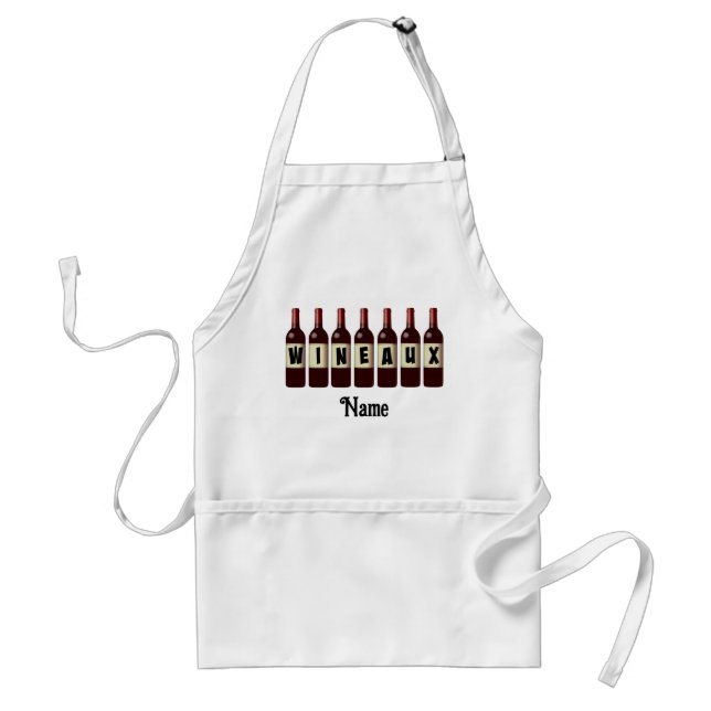 Wineaux Red Wine Bottles Lined Up Customized Adult Apron (Front)