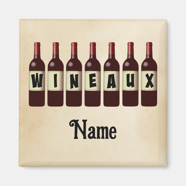 Wineaux Red Wine Bottles Lined Up Customized Magnet (Front)