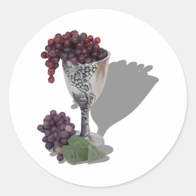 WineChaliceGrapes060910shadows Classic Round Sticker (Front)