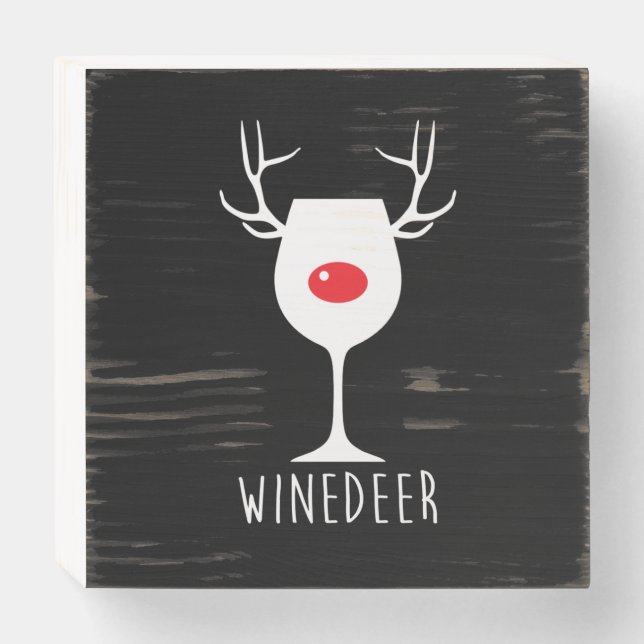 Winedeer Funny X-mas Wine Bottle Wooden Box Sign (Front Horizontal)