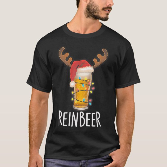 Winedeer Reinbeer Santa Hat Reindeer Couple Xmas M T-Shirt (Front)