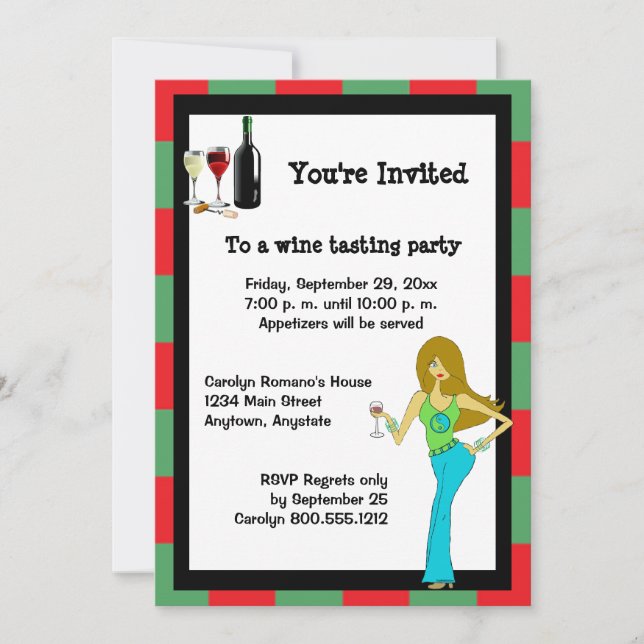 WineDiva Wine Tasting Party Invitation (Front)