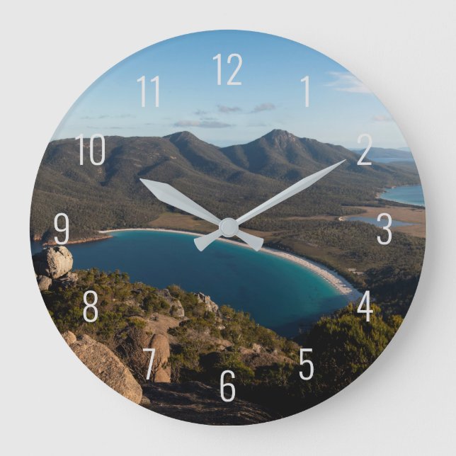 Wineglass Bay Tasmania Australia Landscape Large Clock (Front)
