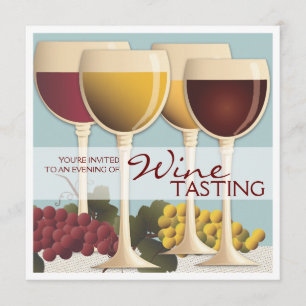 Wineglass & Grapes Wine Tasting Party Invitation
