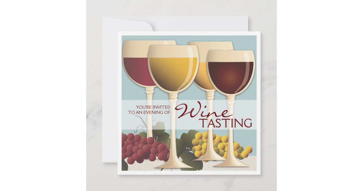 Wineglass & Grapes Wine Tasting Party Invitation | Zazzle