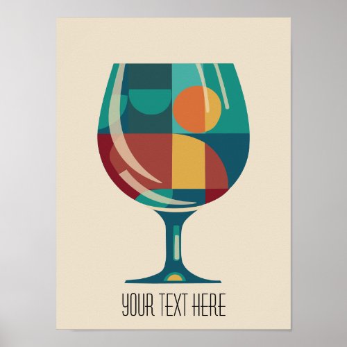 Wineglass Mid Century Modern Poster _ Customizable