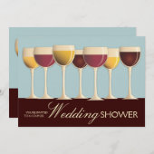 Wineglass Selection Couples Wedding Shower in Teal Invitation (Front/Back)