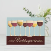 Wineglass Selection Couples Wedding Shower in Teal Invitation (Standing Front)