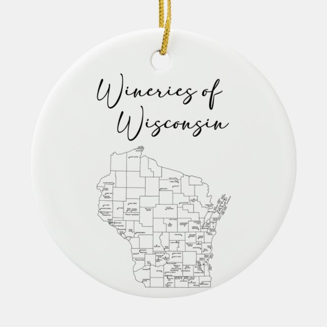 Wineries of Wisconsin Ceramic Ornament (Front)