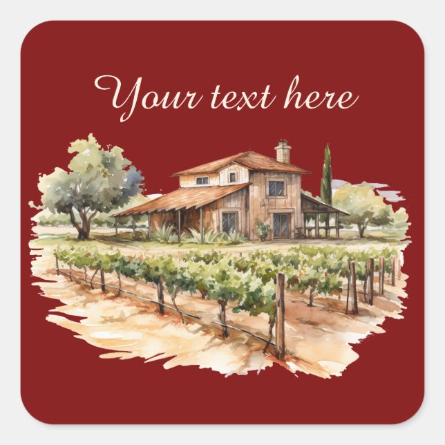 winery add text drink square sticker (Front)