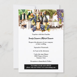 Winery al fresco vineyard watercolor grape vines invitation