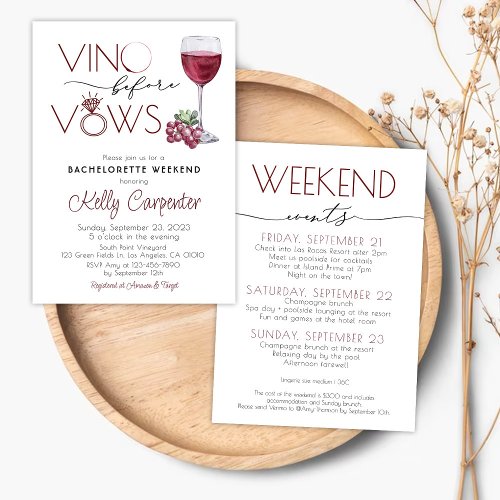 Winery Bachelorette Invitation Vino before Vows