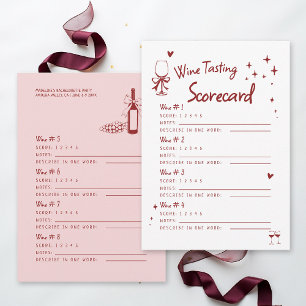 Winery Bachelorette Party 8 Wine Tasting Scorecard