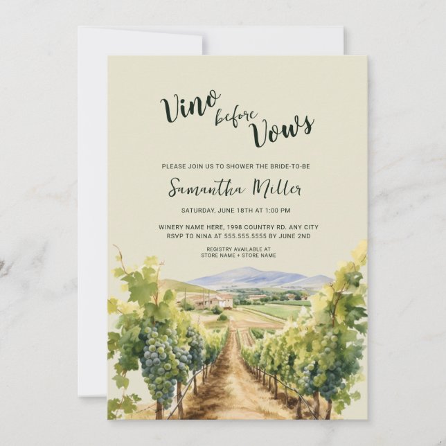 Winery Bridal Shower Invitation (Front)