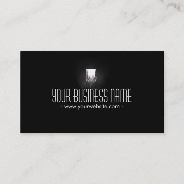 Winery Classy Wine Glass Elegant Dark Business Card (Front)