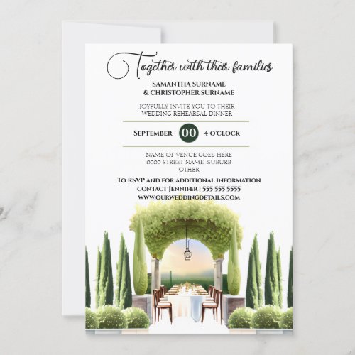 Winery dinner rehearsal Italian al fresco dining Invitation