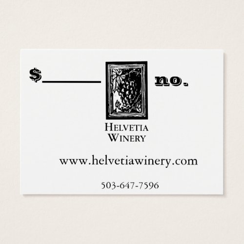 Winery Gift Card take 2 Business Card