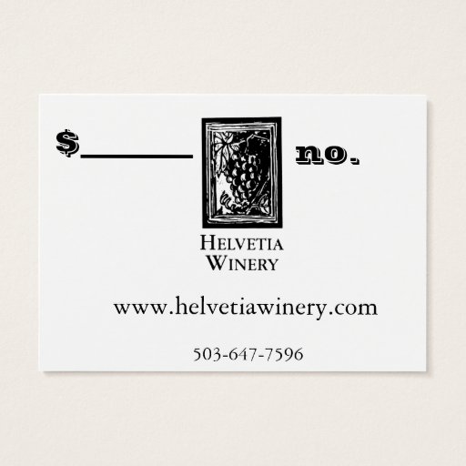 Customizable Winery Gift Card take 2 Business Card