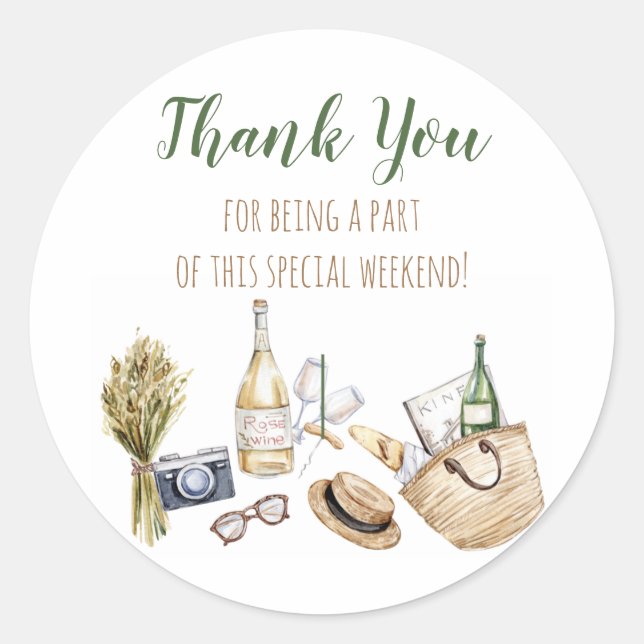 Winery Girls Weekend Bachelorette Classic Round Sticker (Front)